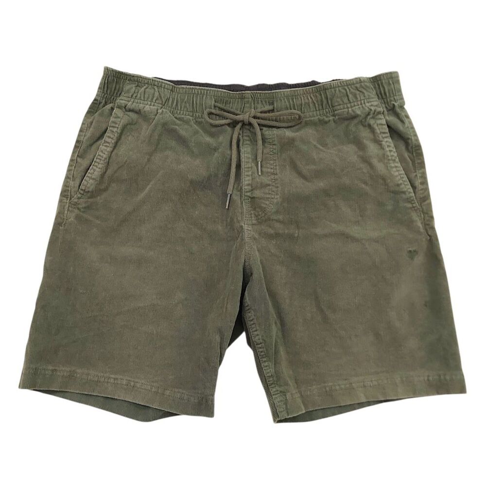 Vissla Mens Medium Green Corduroy Shorts Organic Cotton Drawstring Walk Surf